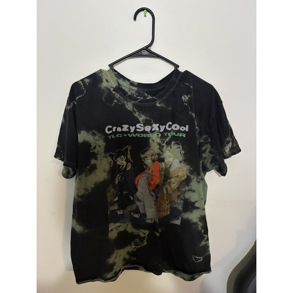 TLC World Tour Crazy Sexy Cool T-Shirt Sz L Short Sleeve Tie Dye Black Green